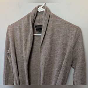 TAHARI Beige Cream Women Long Cardigan Size XL 100% Merino Wool Long Sleeves